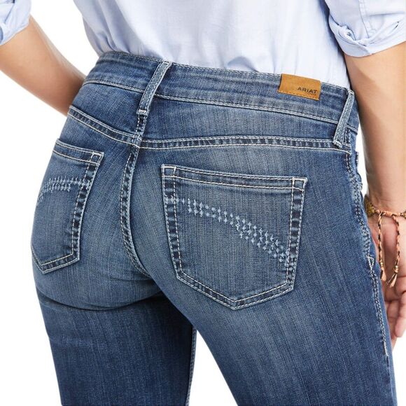 Ariat Jeans Wide Leg NWT Tag Sz 34L Womens Mid Rise Trouser Raw Hem Anabelle - Picture 7 of 12